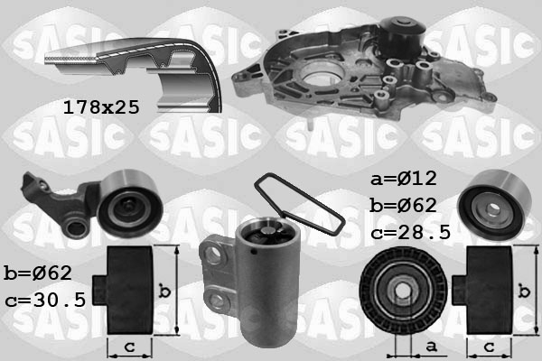 Distributieriem kit inclusief waterpomp Sasic 3906094
