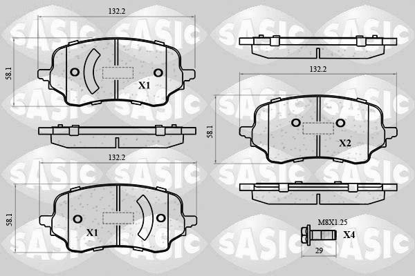 Remblokkenset, schijfrem Sasic 6210139