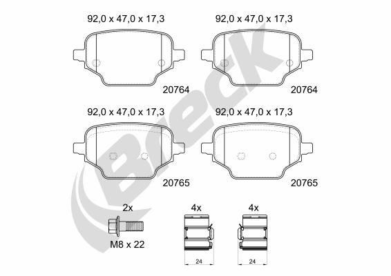 Remblokkenset, schijfrem Breck 20764 00 704 00