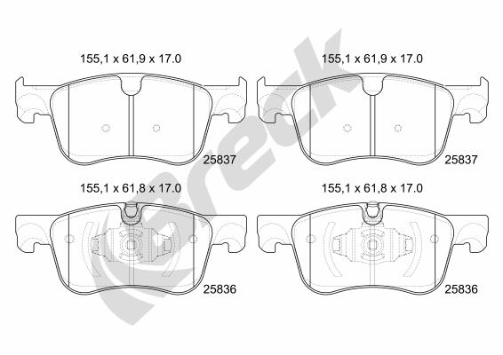 Remblokkenset, schijfrem Breck 25836 00 701 00
