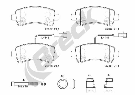 Remblokkenset, schijfrem Breck 25987 00 653 00