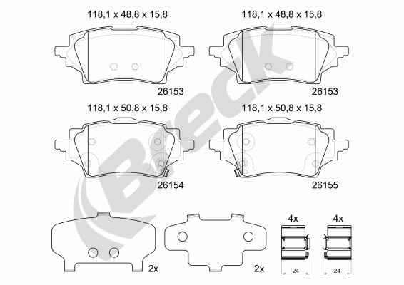 Remblokkenset, schijfrem Breck 26153 00 704 00