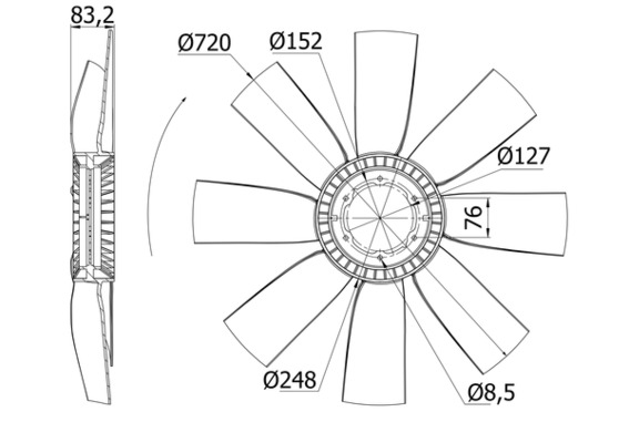 Ventilatorwiel-motorkoeling Mahle Original CFW 12 000S