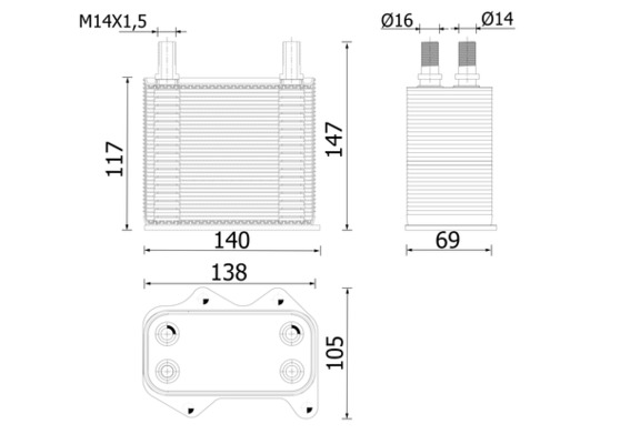 Oliekoeler motorolie Mahle Original CLC 305 000S