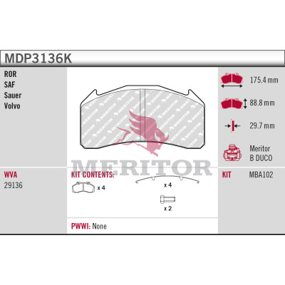 Remblokset Meritor MDP3136K