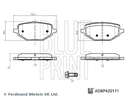 Remblokkenset, schijfrem Blue Print ADBP420171