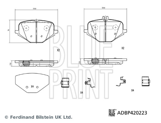 Remblokkenset, schijfrem Blue Print ADBP420223