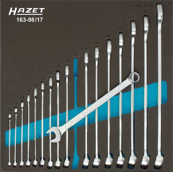 Set ring- / steeksleutel Hazet 163-98/17