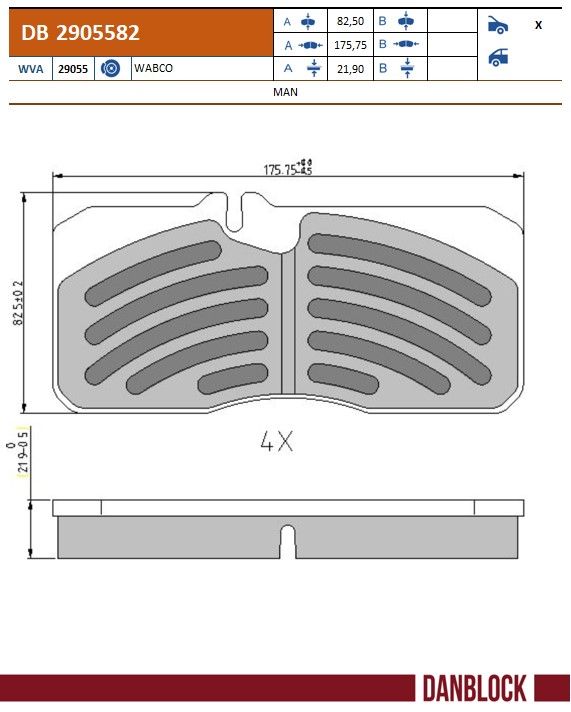 Remblokkenset, schijfrem Danblock DB 2905582