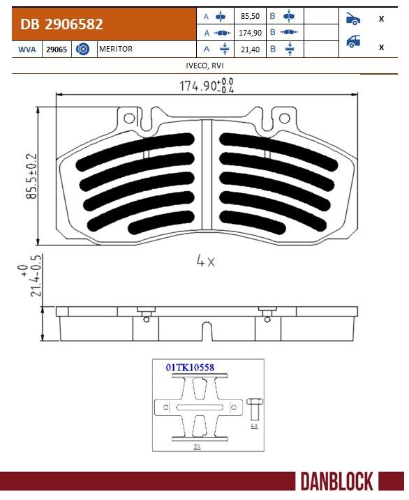 Remblokkenset, schijfrem Danblock DB 2906582