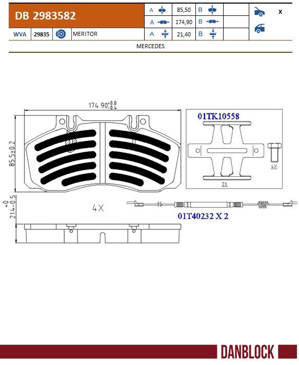 Remblokkenset, schijfrem Danblock DB 2983582