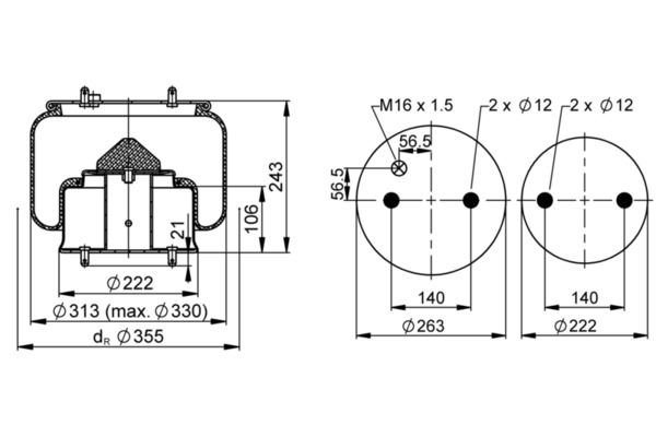 Veerbalg, luchtvering Contitech Air Spring 6720 N P01