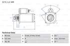 Starter Bosch 0986017770 Starter Bosch 0986017770