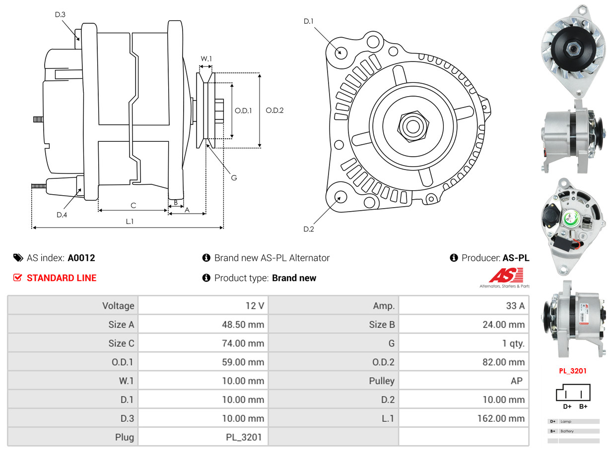 AS-PL Alternator/Dynamo A0012