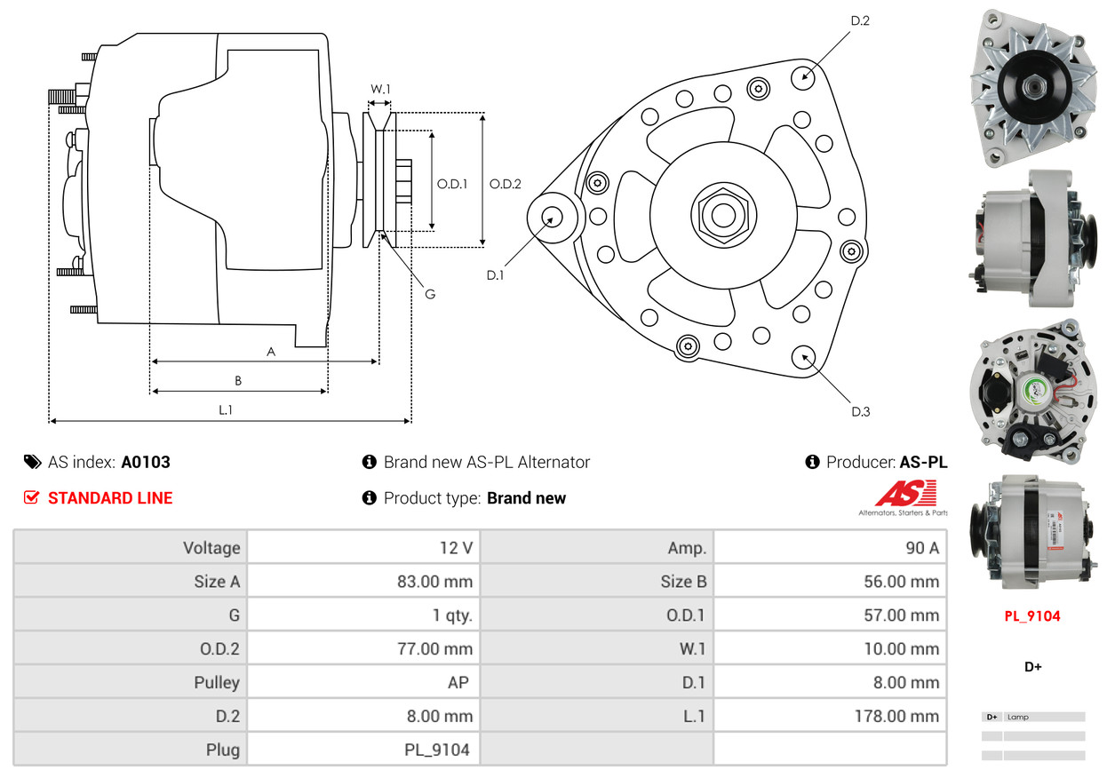 AS-PL Alternator/Dynamo A0103