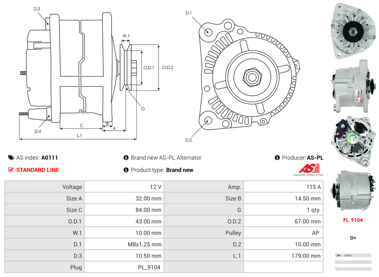 AS-PL Alternator/Dynamo A0111