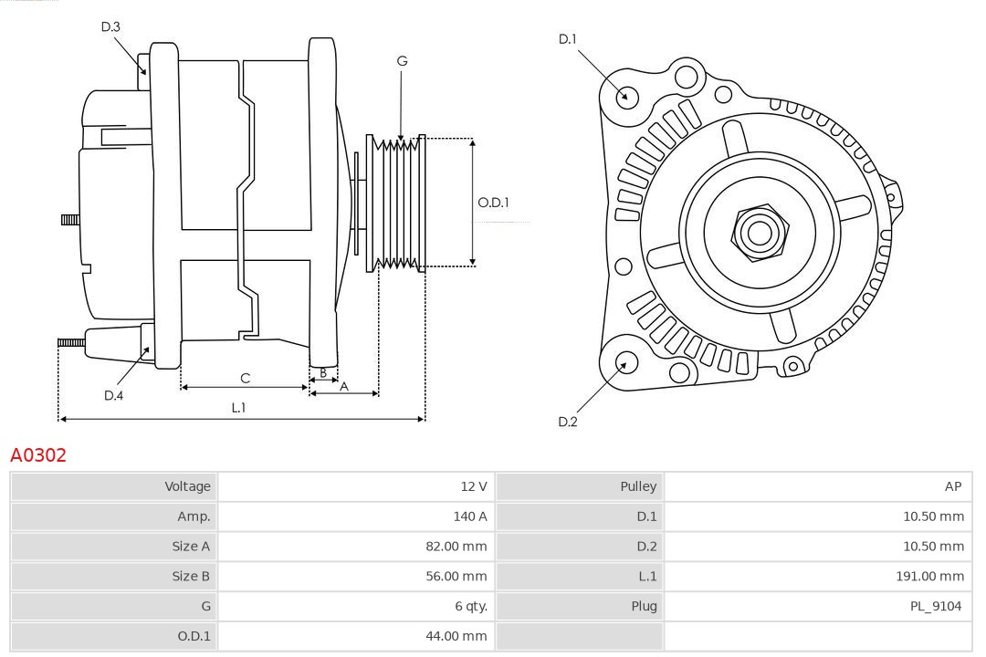 AS-PL Alternator/Dynamo A0302