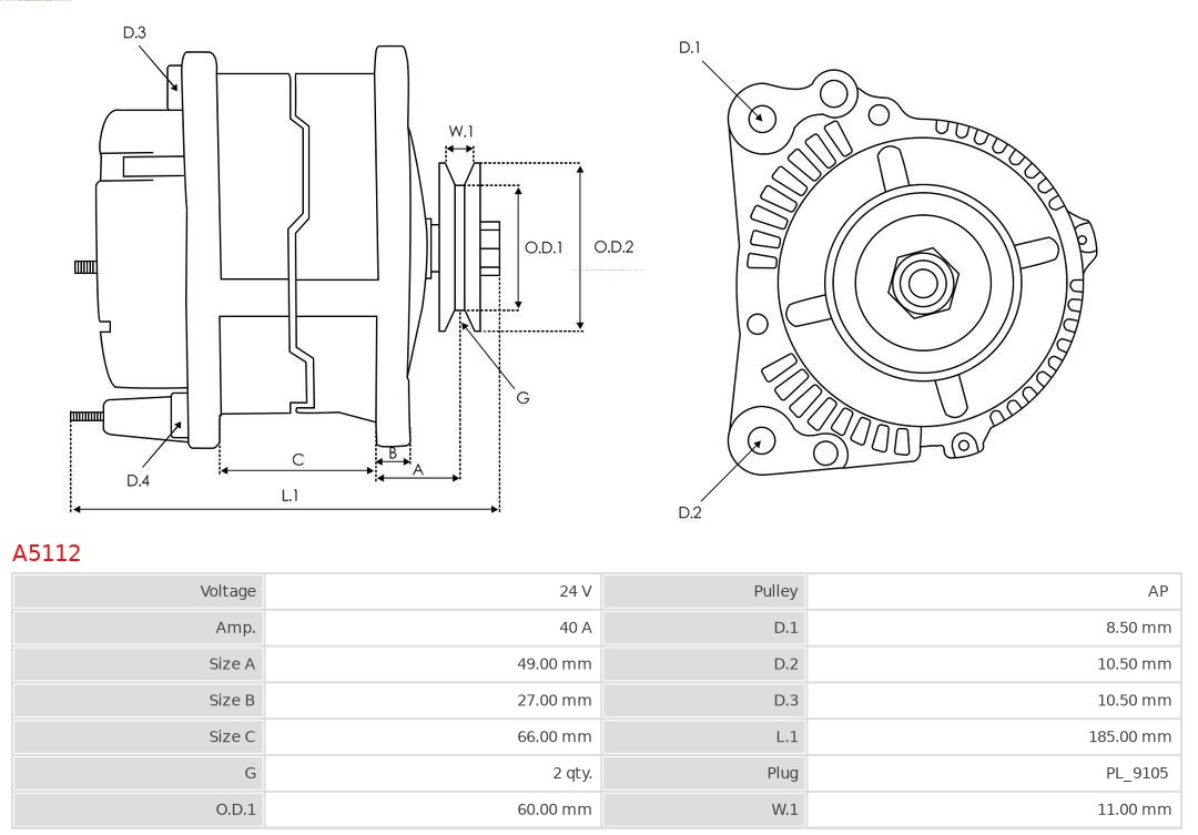 AS-PL Alternator/Dynamo A5112