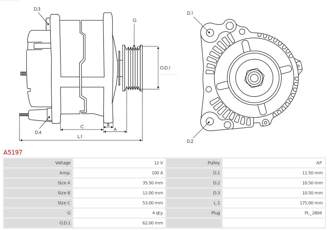 AS-PL Alternator/Dynamo A5197