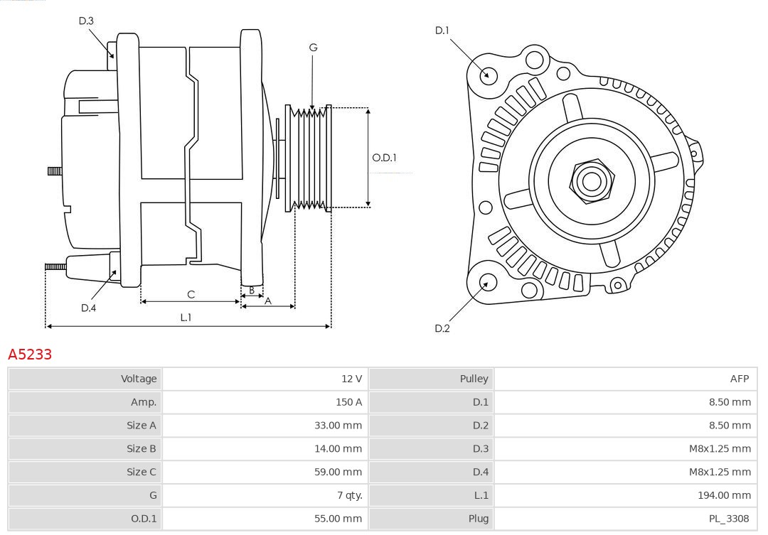 AS-PL Alternator/Dynamo A5233