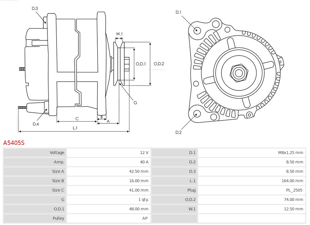 AS-PL Alternator/Dynamo A5405S