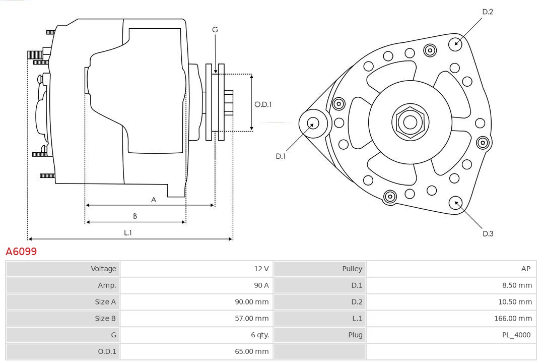 AS-PL Alternator/Dynamo A6099