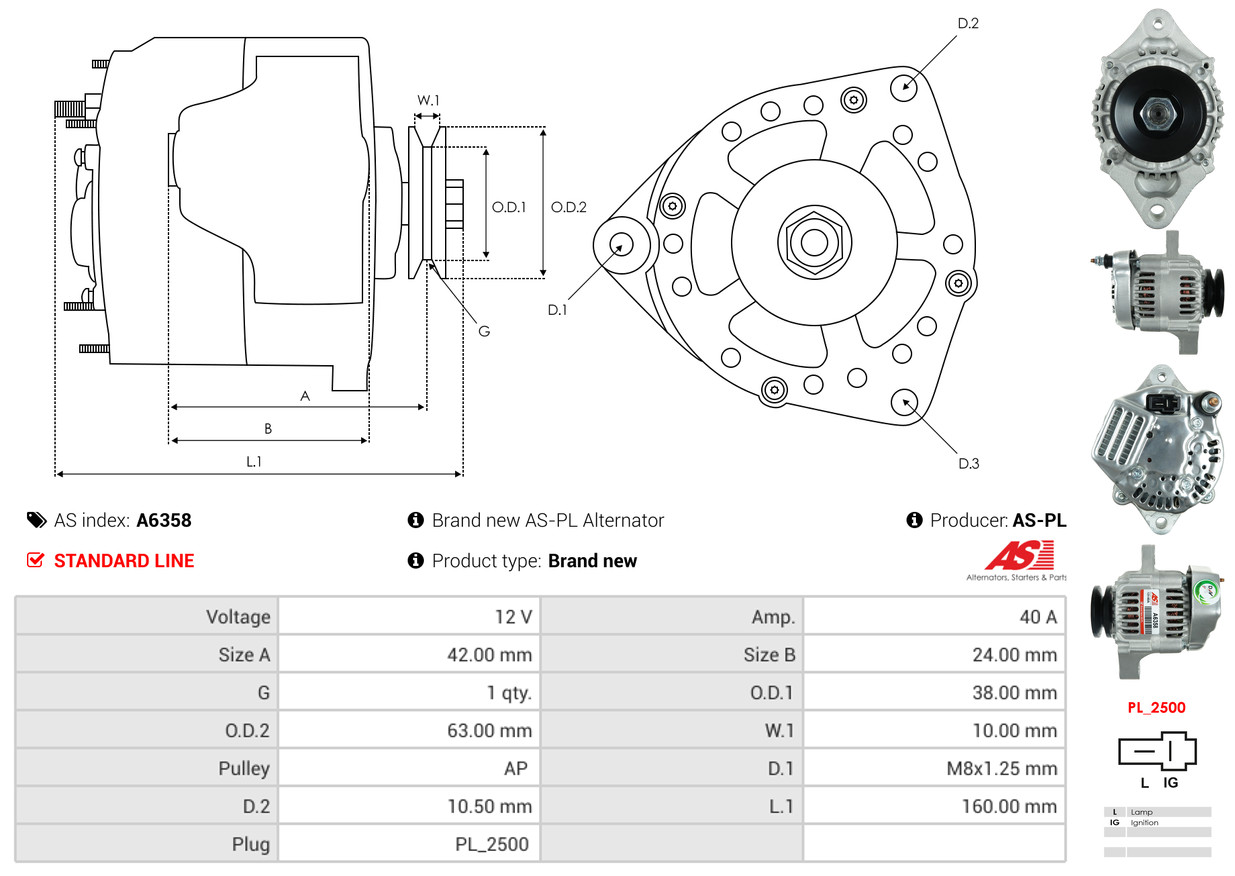 AS-PL Alternator/Dynamo A6358