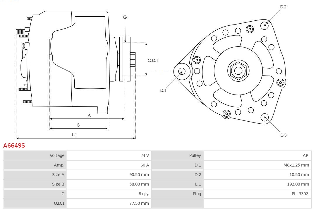 AS-PL Alternator/Dynamo A6649S