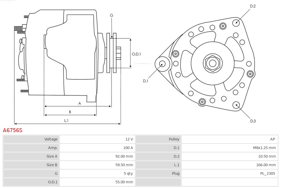AS-PL Alternator/Dynamo A6756S