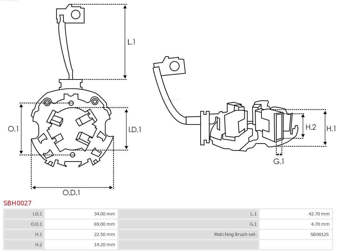 AS-PL Houder, koolborstel SBH0027