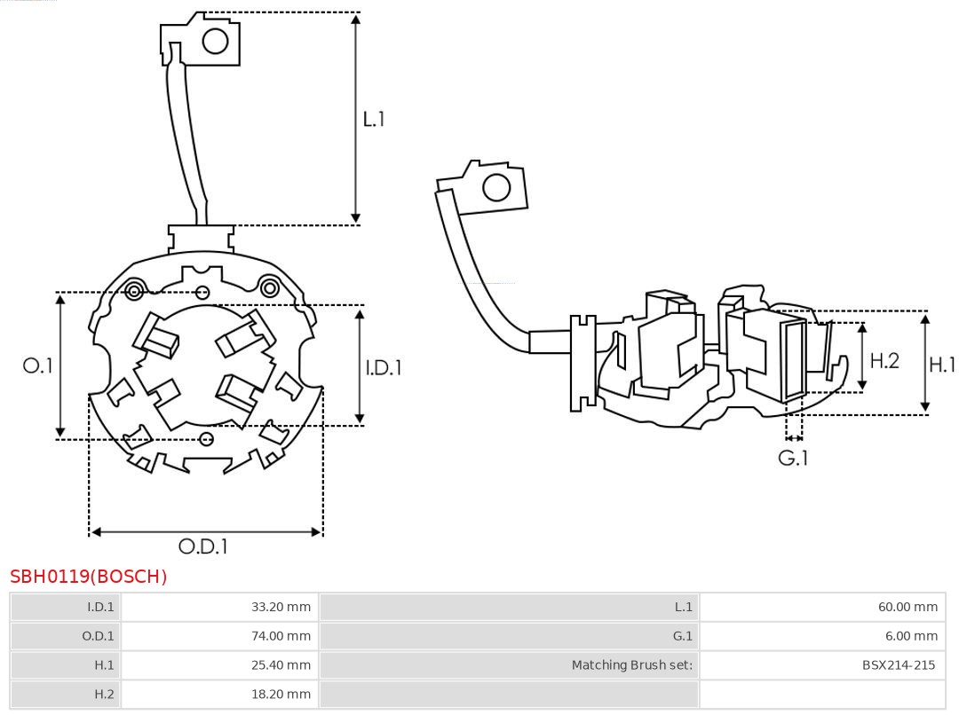 AS-PL Houder, koolborstel SBH0119(BOSCH)