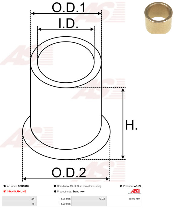 AS-PL Starteras lagerbus SBU9010
