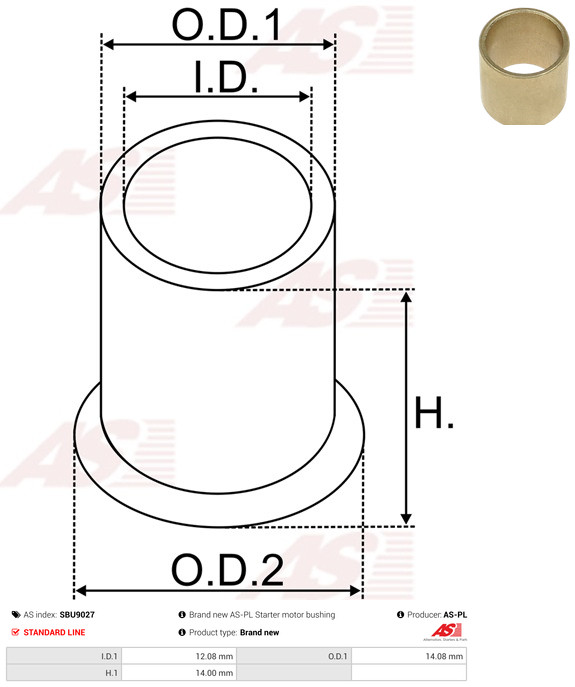 AS-PL Starteras lagerbus SBU9027