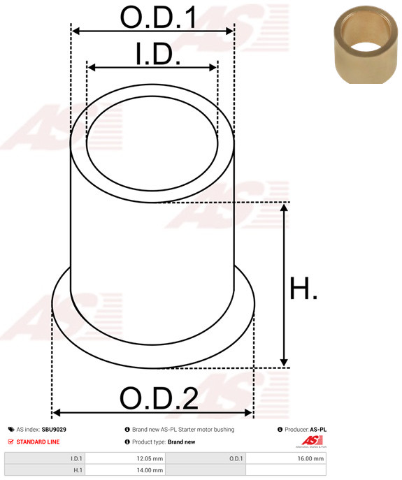 AS-PL Starteras lagerbus SBU9029
