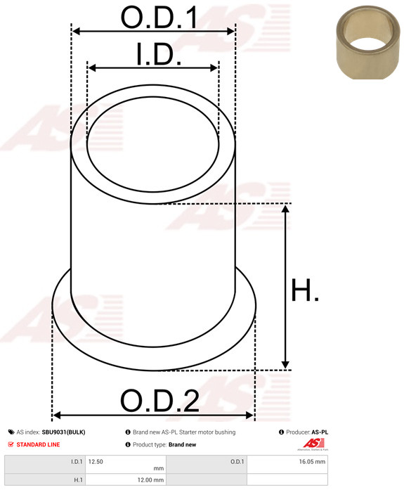 AS-PL Starteras lagerbus SBU9031(BULK)