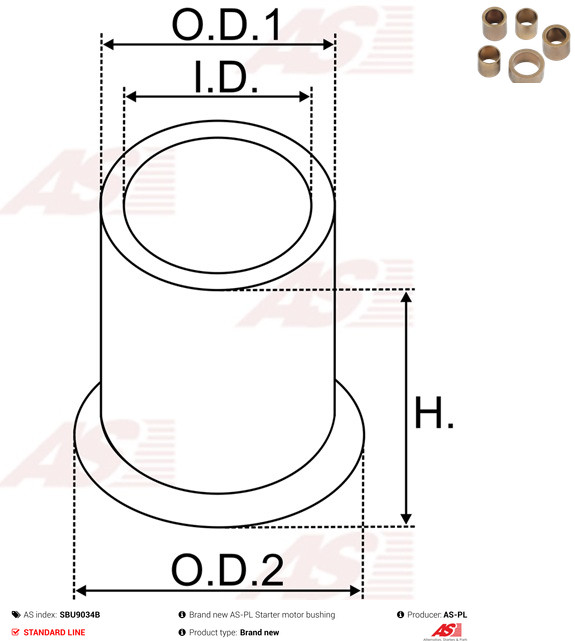 AS-PL Starteras lagerbus SBU9034B