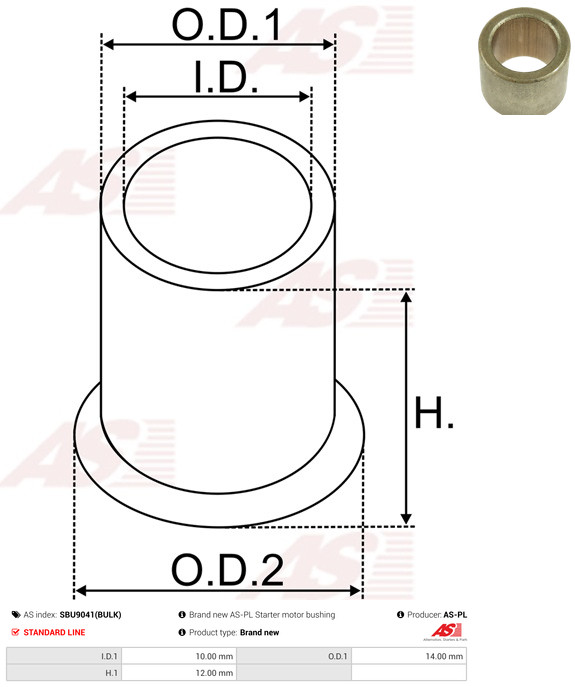 AS-PL Starteras lagerbus SBU9041(BULK)