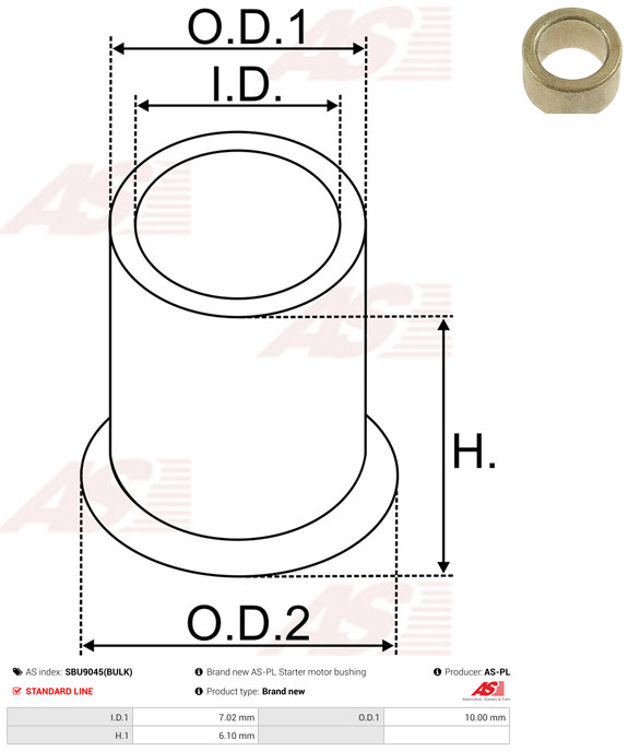 AS-PL Starteras lagerbus SBU9045(BULK)