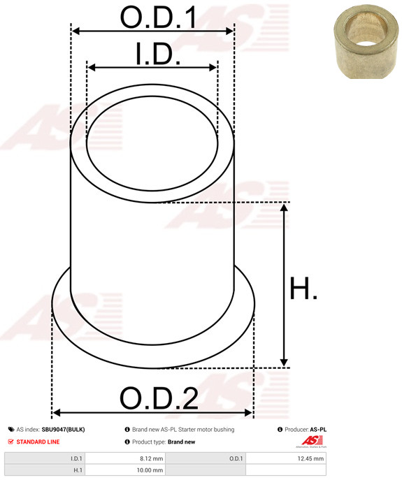 AS-PL Starteras lagerbus SBU9047(BULK)