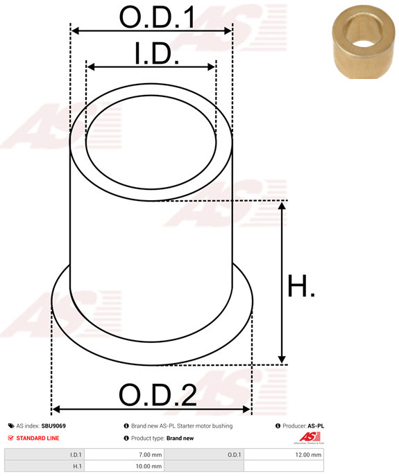 AS-PL Starteras lagerbus SBU9069