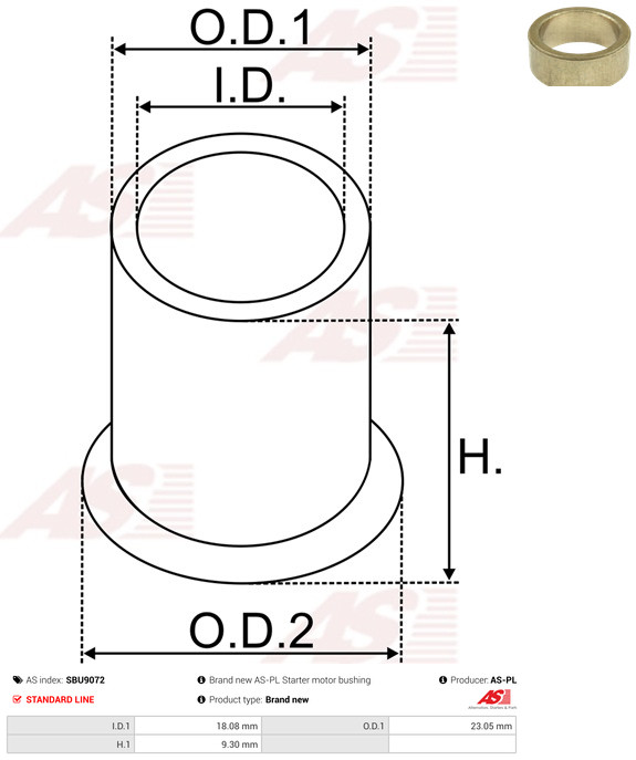 AS-PL Starteras lagerbus SBU9072