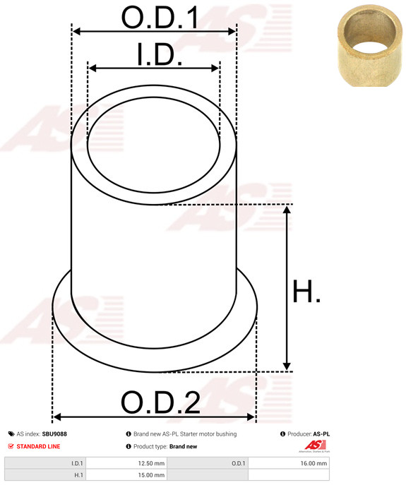 AS-PL Starteras lagerbus SBU9088