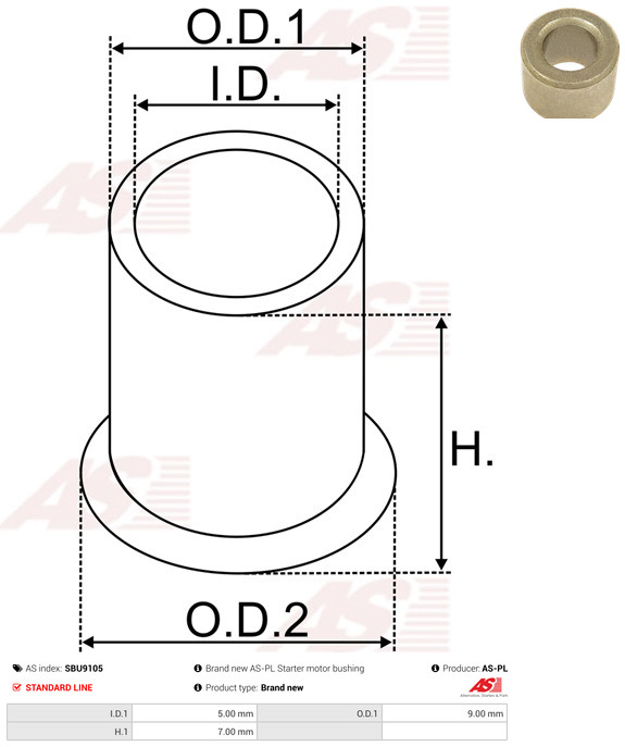 AS-PL Starteras lagerbus SBU9105
