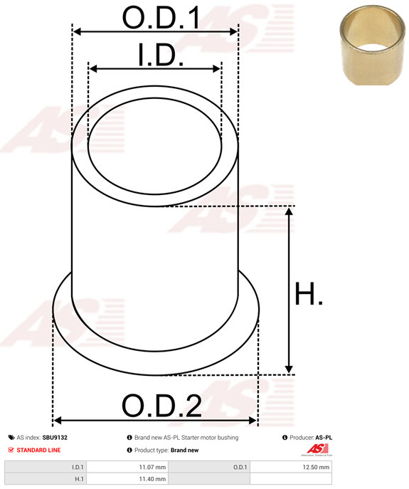 AS-PL Starteras lagerbus SBU9132