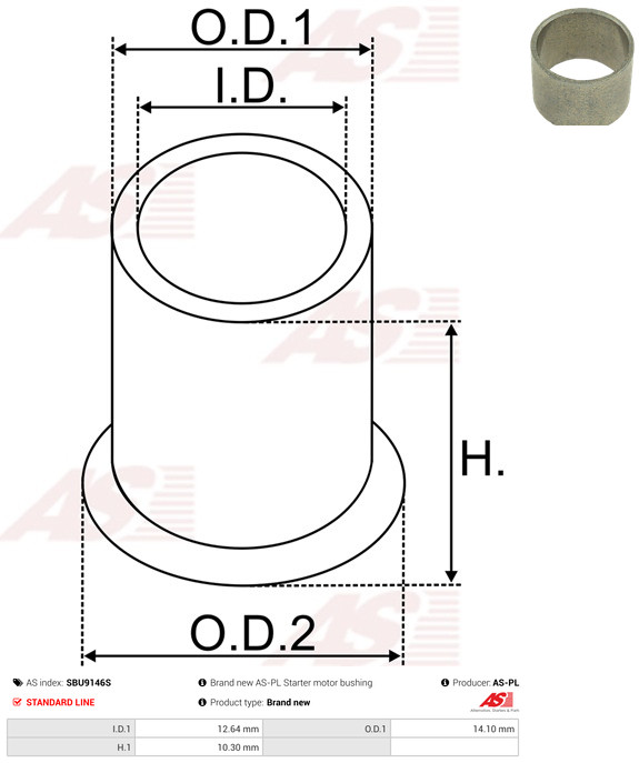 AS-PL Starteras lagerbus SBU9146S
