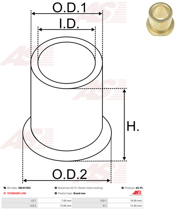 AS-PL Starteras lagerbus SBU9150S