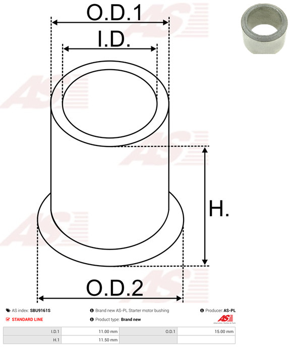AS-PL Starteras lagerbus SBU9161S