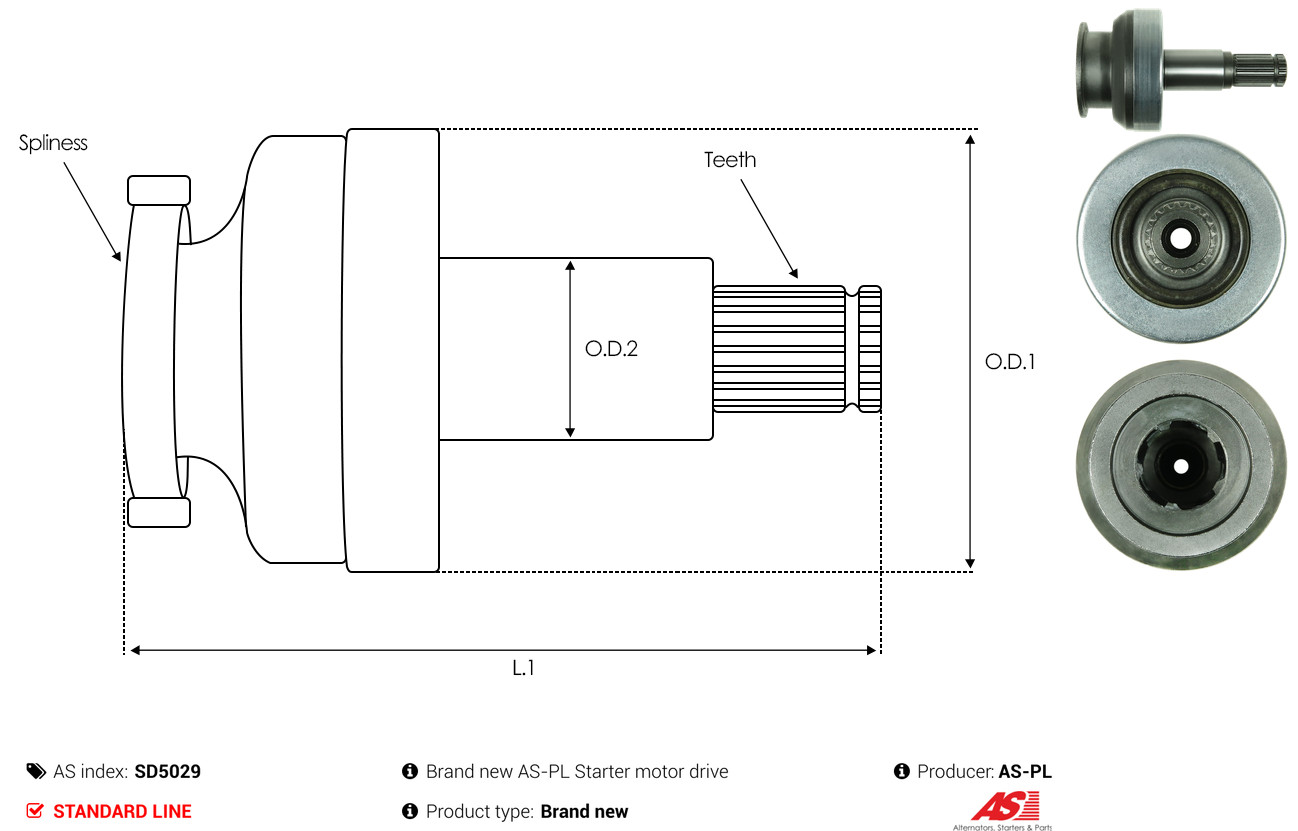AS-PL Vrijwielaandrijving, starter SD5029