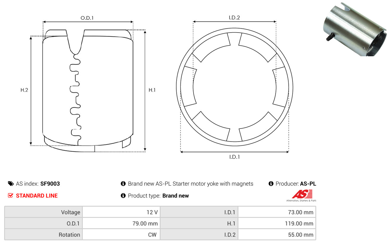 AS-PL Bekrachtigingswikkeling, starter SF9003