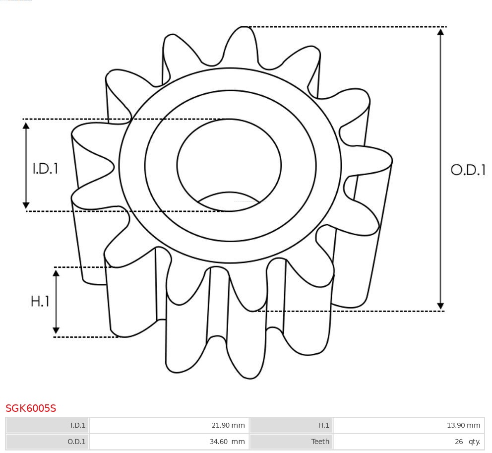 AS-PL Reparatieset, startmotor SGK6005S